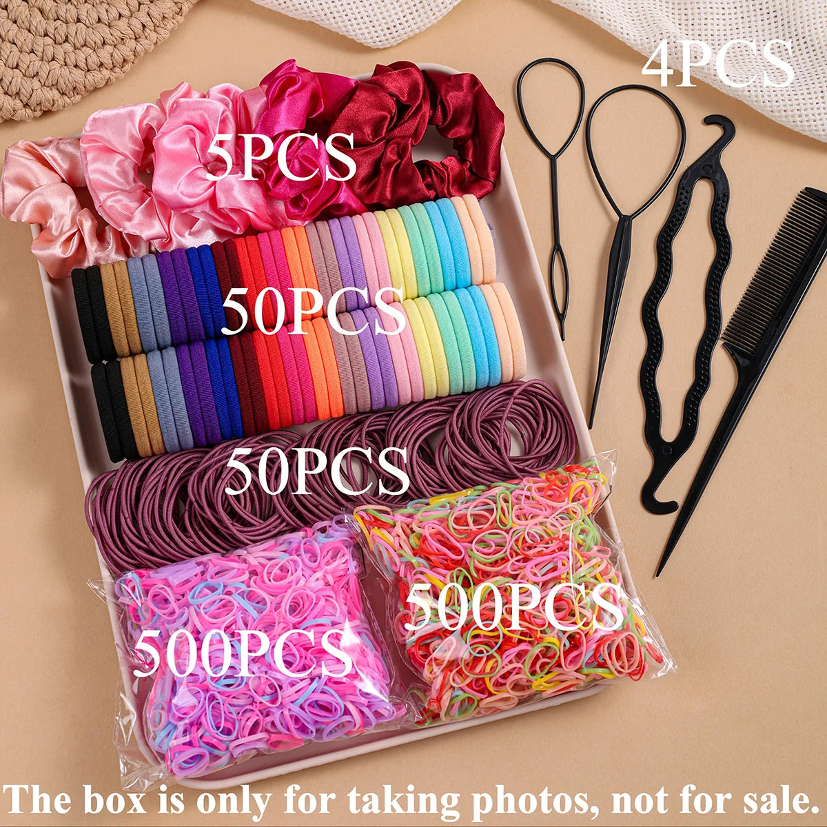 Hair Accessories Set Scrunchies Elastic Bands Ponytail Kit Women Fashion Bundle