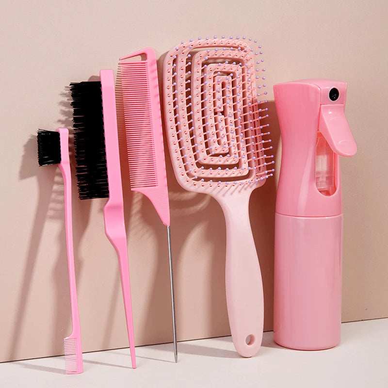 5 Piece Hair Comb Set Scalp Massage Styling Brush Salon Tools
