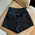 Women High Waisted A Line Shorts Black Slim Fit Casual Streetwear