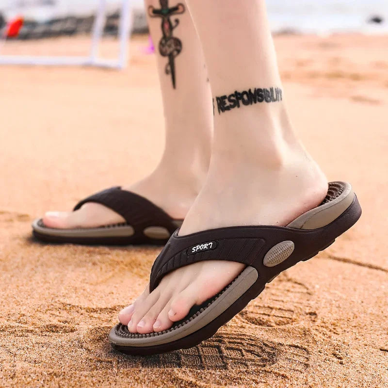 Massage Flip Flops Men Acupressure Sole Anti-Slip Comfortable Beach Sandals
