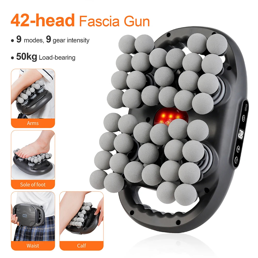 42 Heads Massage Gun Deep Tissue Muscle Massager High Frequency Body Fascia Gun for Back Neck Shoulder