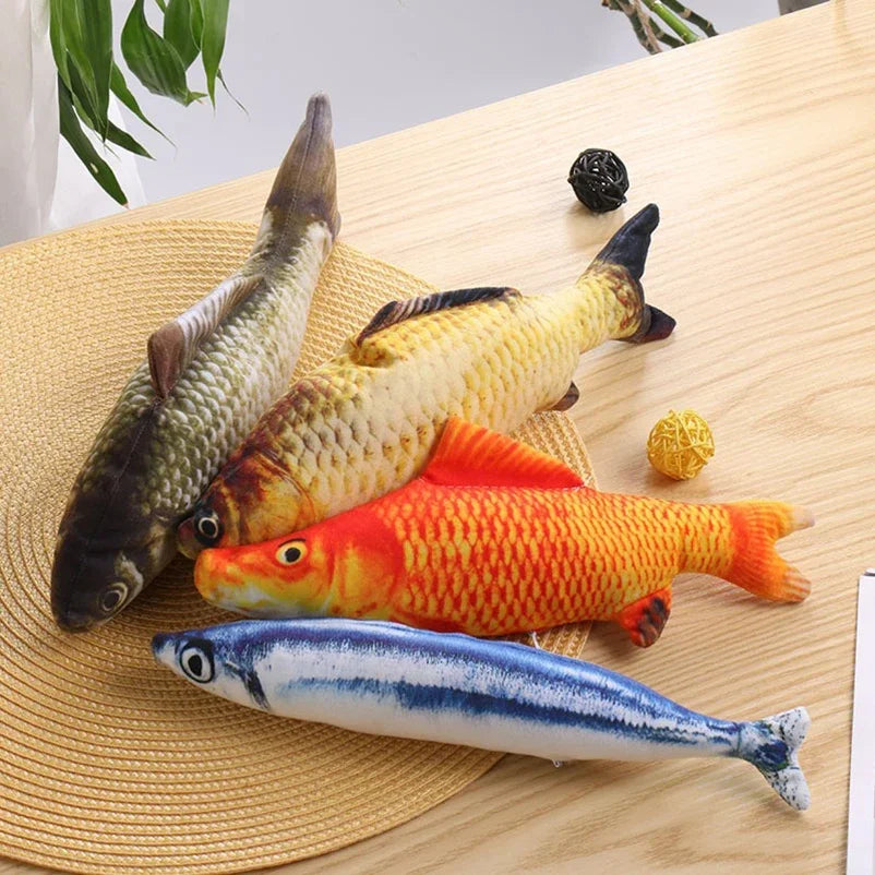 Interactive Fish Plush Cat Toy Chew Teaser Toy