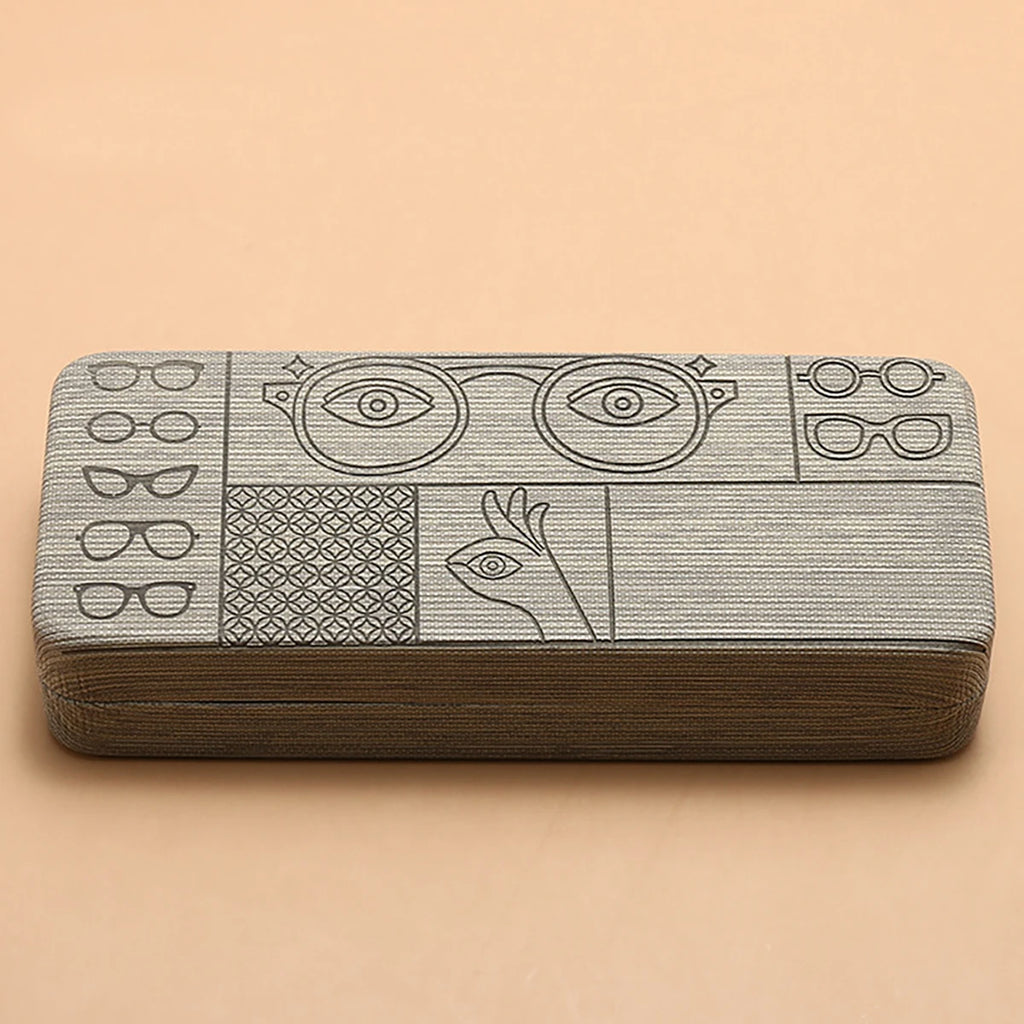 Geometric Glasses Case Portable Square Eyewear Holder Embossed Design for Men