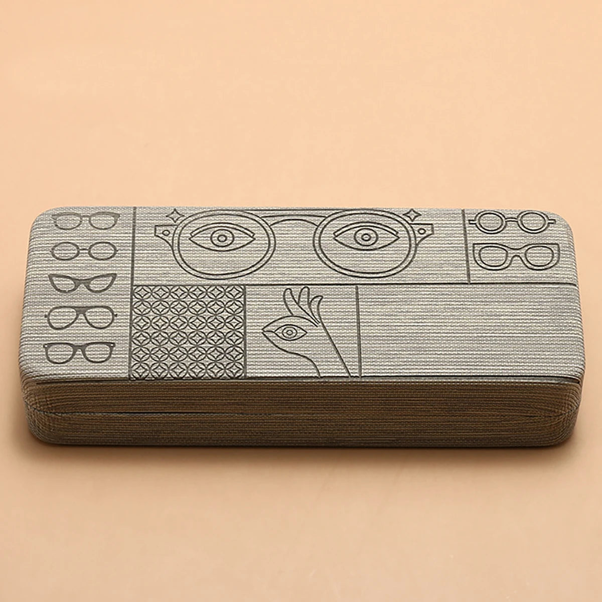 Geometric Glasses Case Portable Square Eyewear Holder Embossed Design for Men