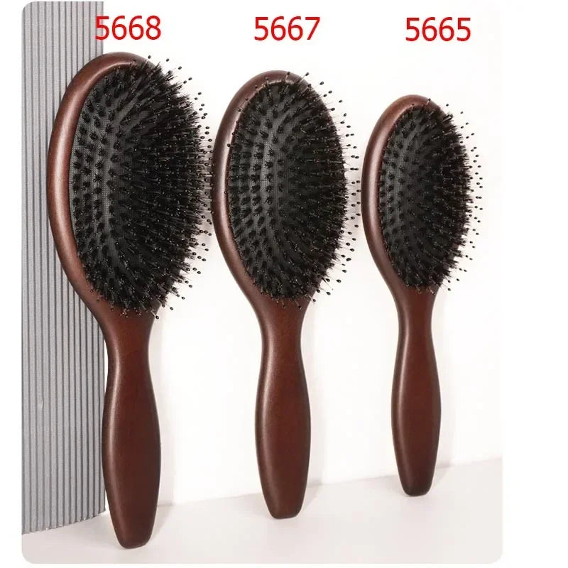 Wooden Hair Brush Paddle Comb Cushion Massage Detangling for Wet Dry Hair
