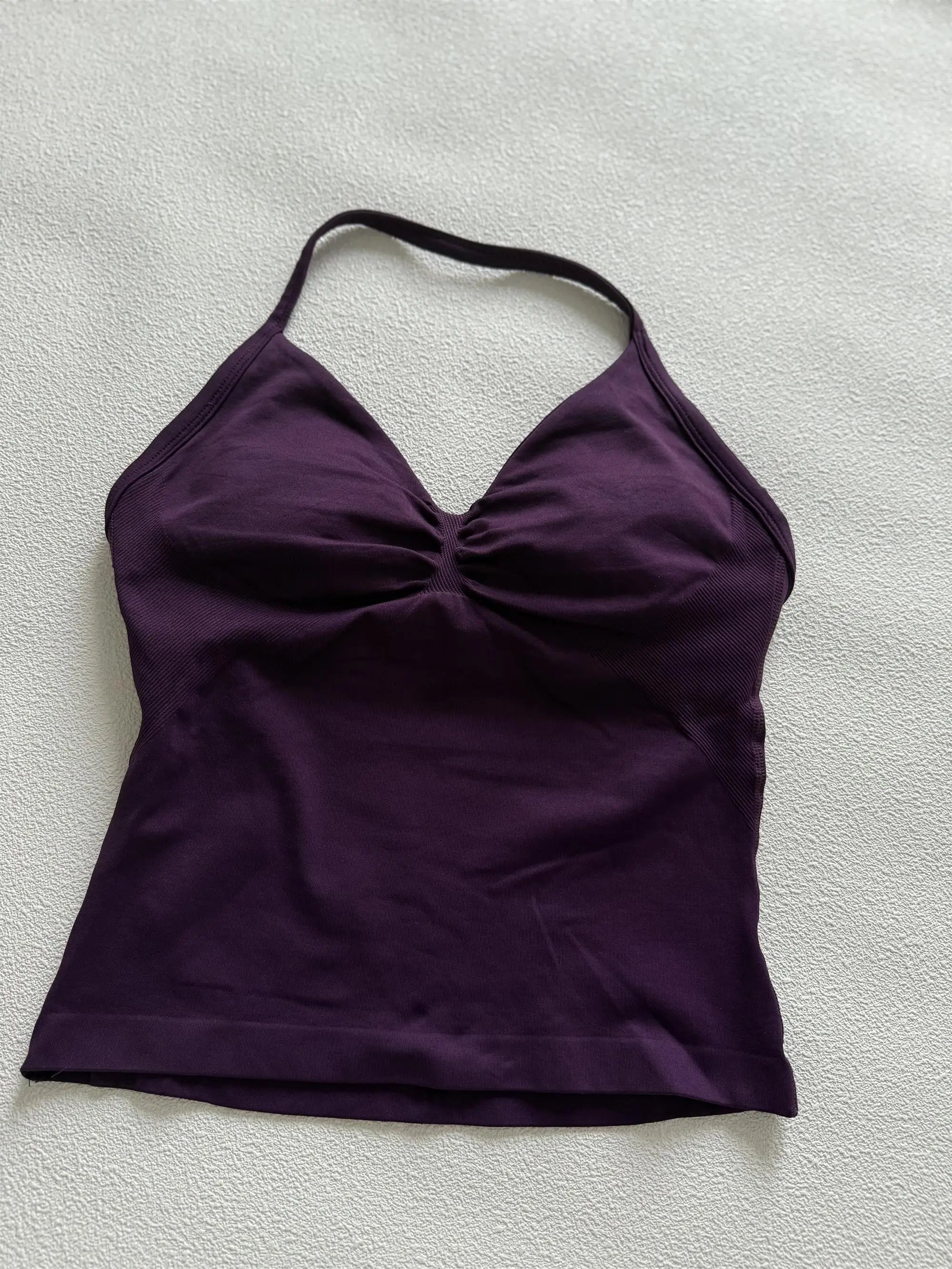 Longline Halter Yoga Tank Top Women Padded Strappy Gym Workout Sportswear