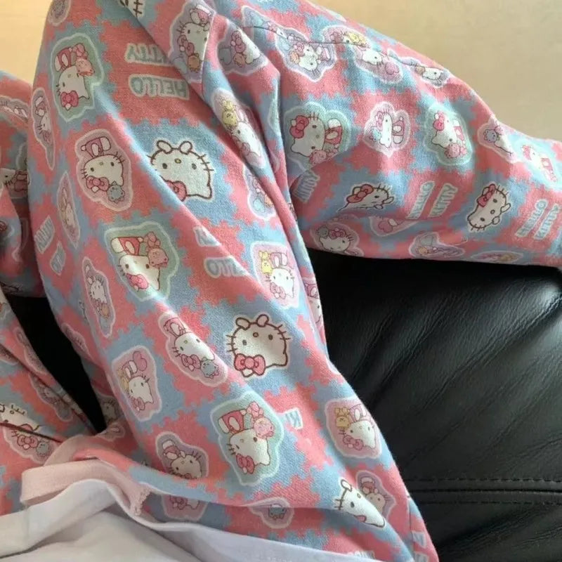 Sanrio Hello Kitty Pajama Pants Women Loose Cartoon Home Trousers