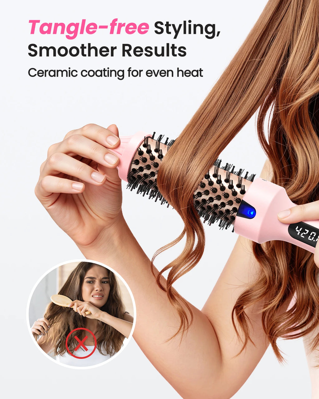 Thermal Brush 1.5 Inch Heated Round Brush Blowout Dual Voltage Negative Ion 6 Temp Modes