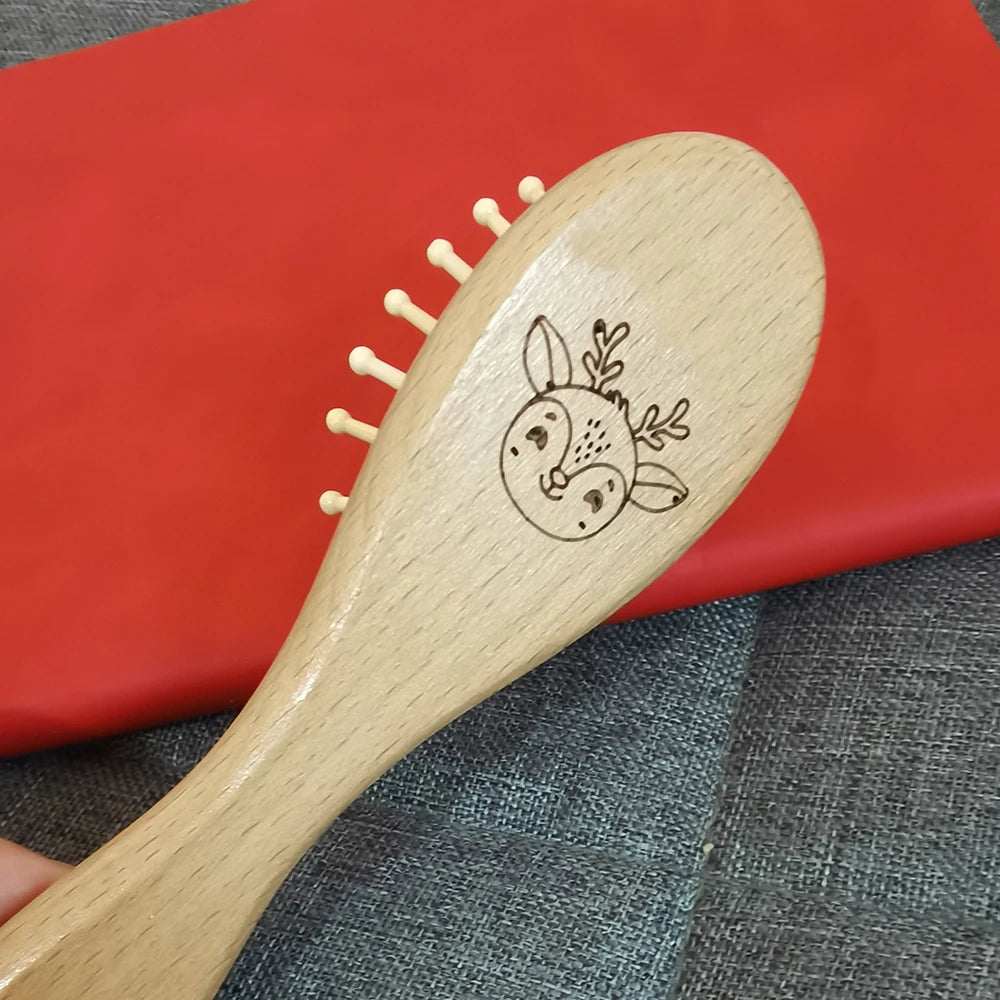 3pcs Baby Hair Brush and Wooden Comb Set Newborn Gift