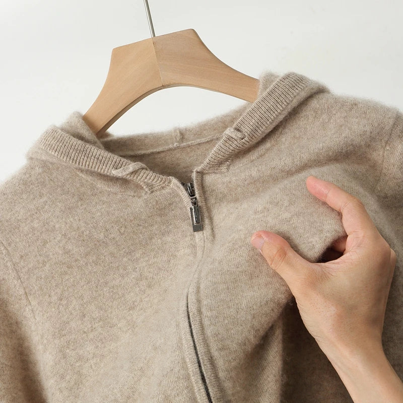 Men Knitted Hooded Cardigan Cashmere Zipper Sweater Warm Hoodie