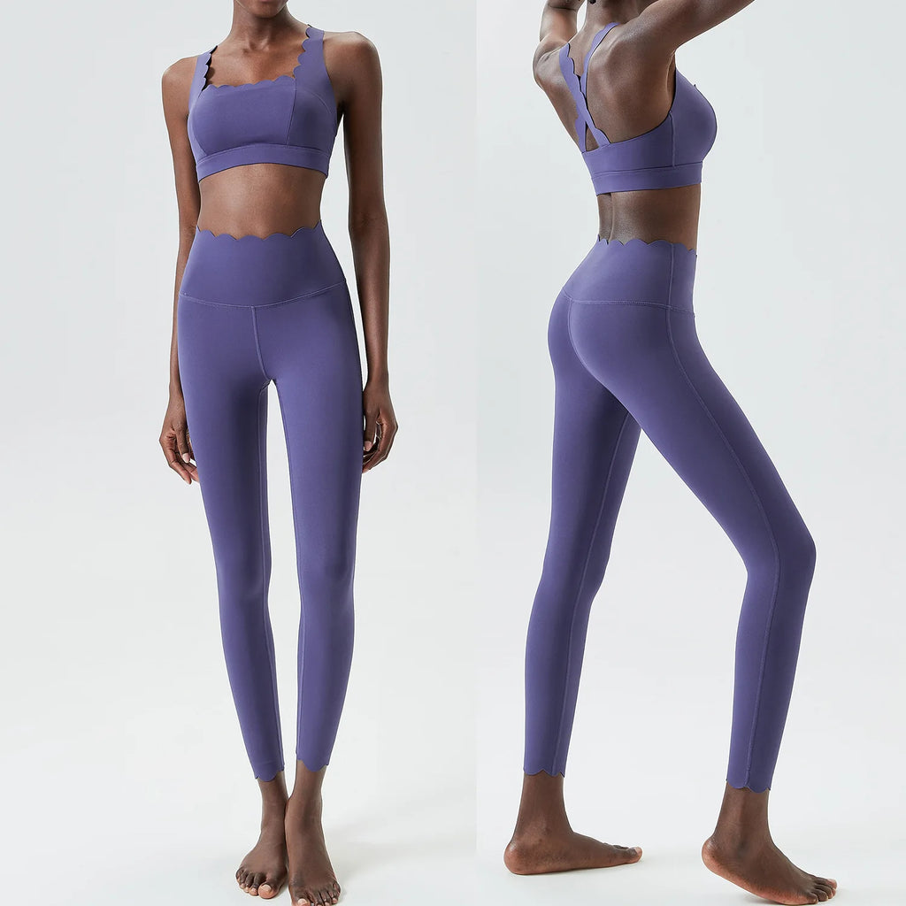 Women Seamless Yoga Set 2 Piece Gym Outfit High Waist Leggings Sports Bra Fitness Workout Set