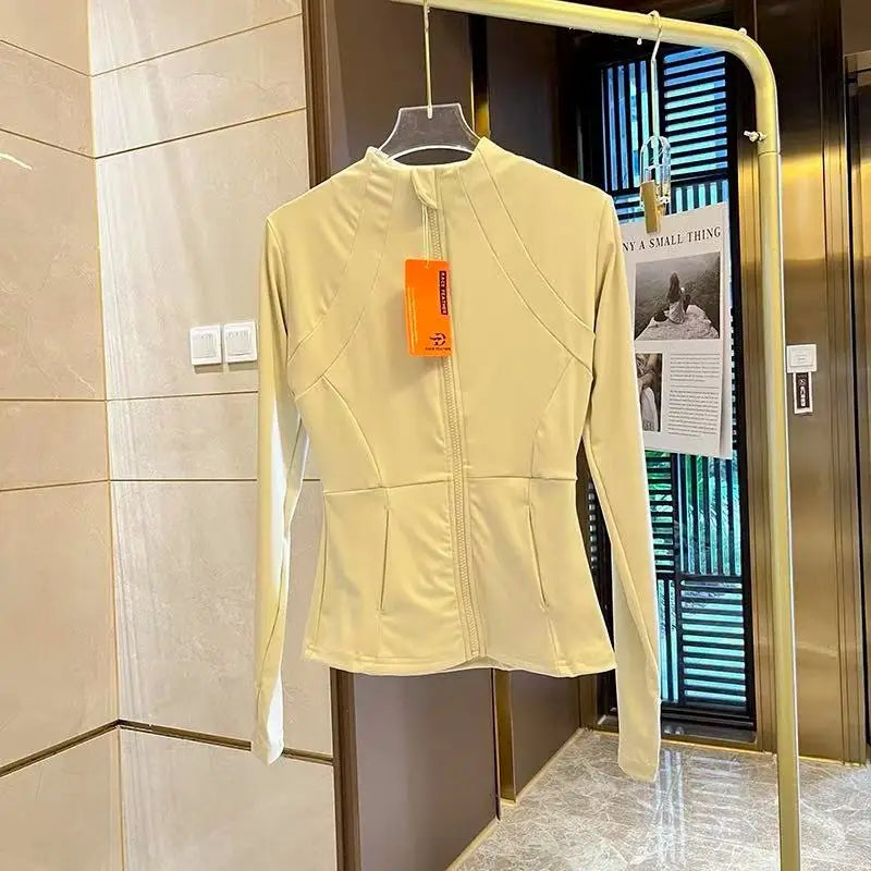 Women Long Sleeve Yoga Jacket Slim Fit Fitness Sports Top