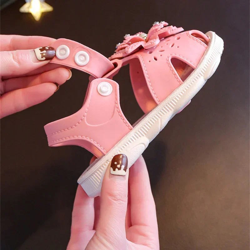 Baby Girl Bow Sandals Cute Non Slip PVC Summer Beach Shoes