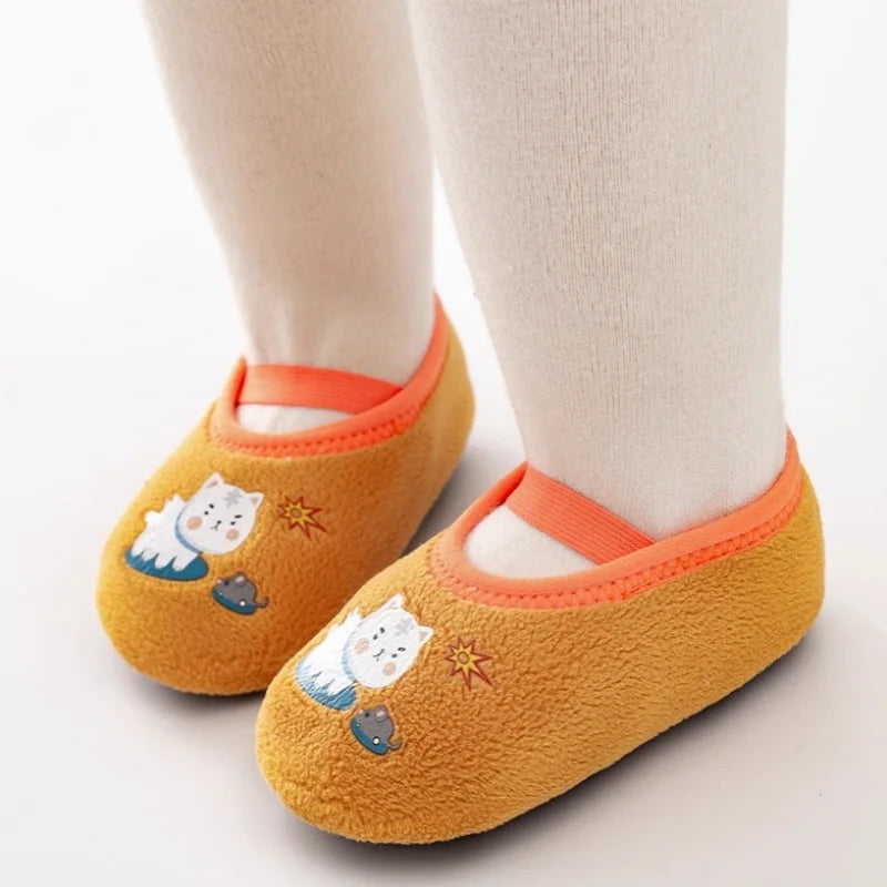 Newborn Baby Cartoon Shoes Anti Slip Rubber Sole First Walker Slippers