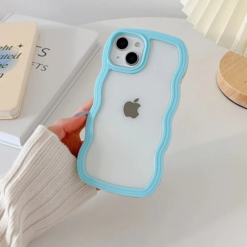 Candy Wavy Lines Transparent Bumper iPhone Case