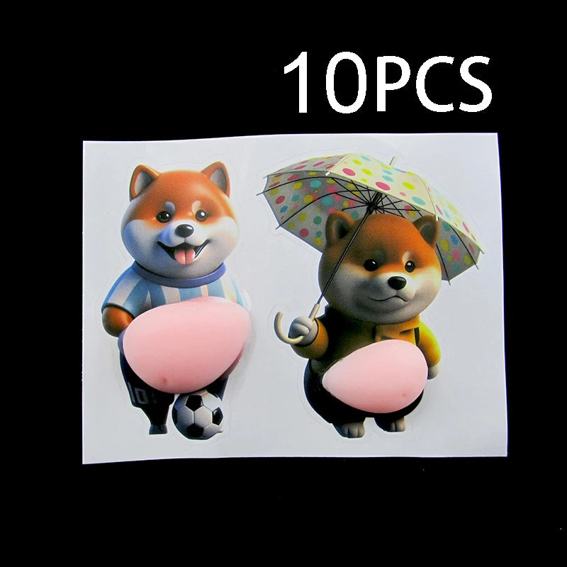 3D Cute Shiba Inu Silicone Self Adhesive Stickers Orange Design