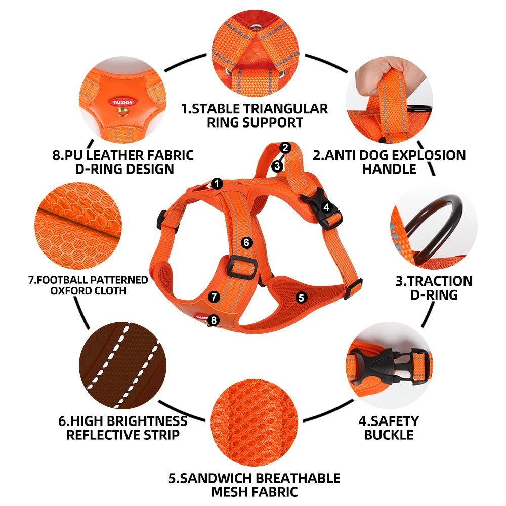 Reflective Tactical Dog Harness Waterproof Vest Medium Large Dogs Adjustable Pet Supplies
