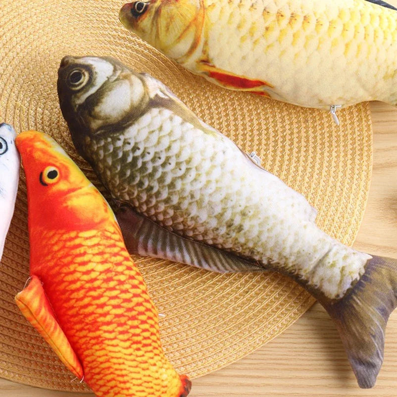 Interactive Fish Plush Cat Toy Chew Teaser Toy