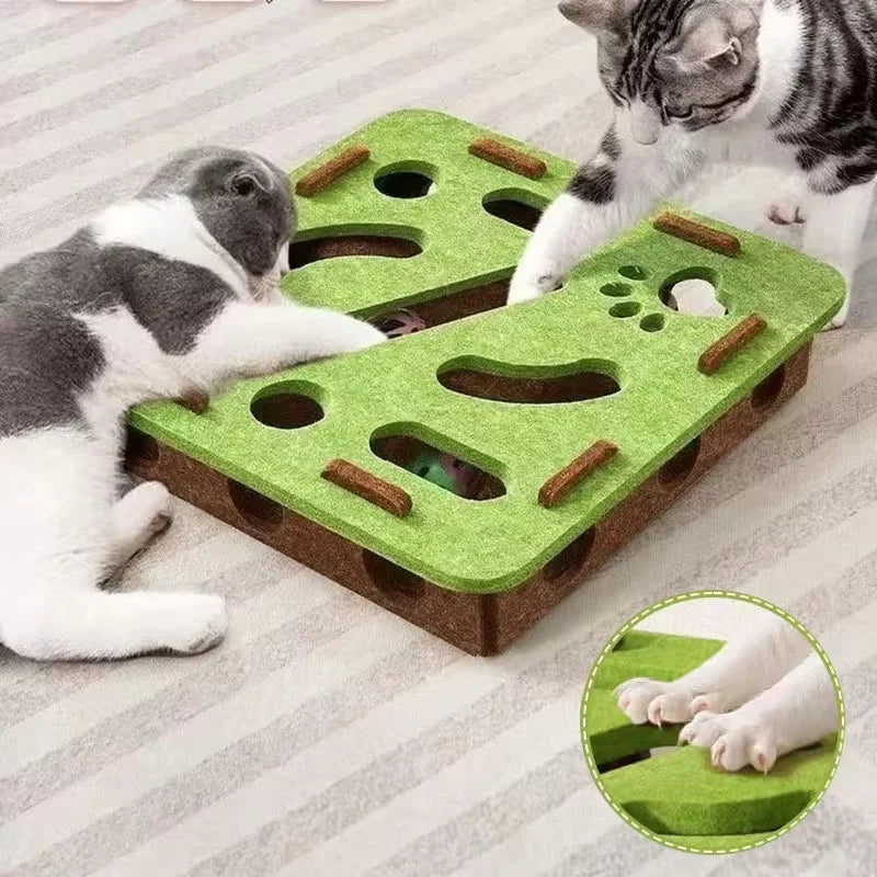 Felt Cat Maze Ball Toy Scratcher Teaser Box