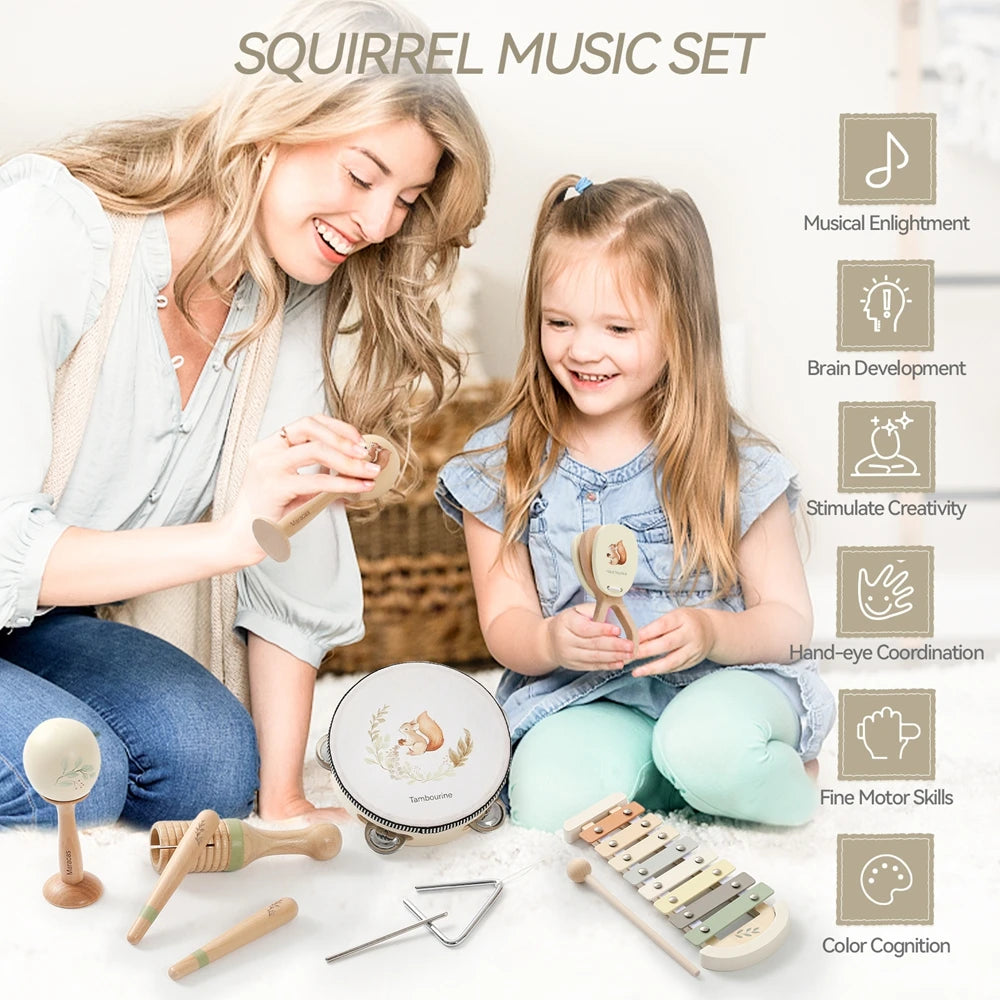 Montessori Wooden Musical Instruments Baby Toy Set