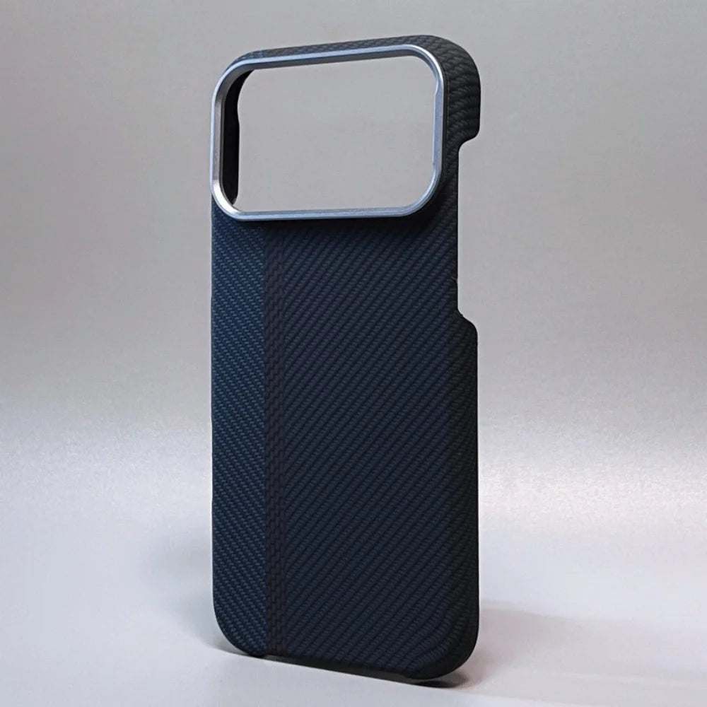 Kevlar Texture Magnetic Shockproof Metal Lens iPhone Case