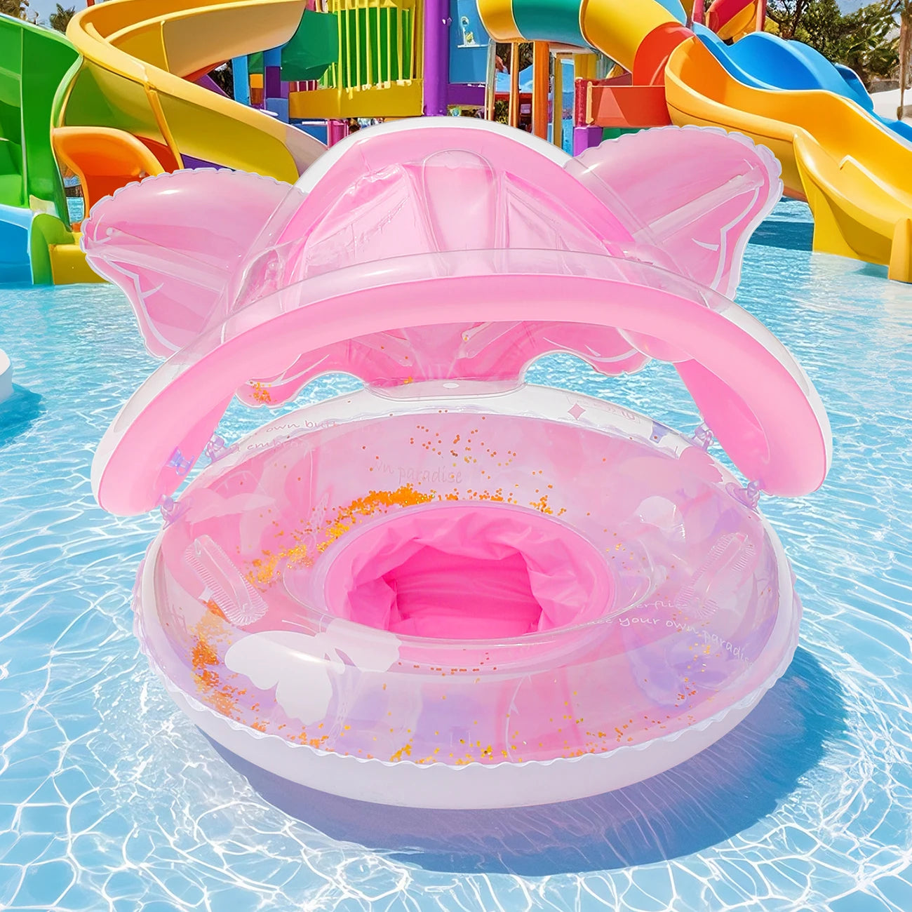 Inflatable Pool Float Ring with Canopy