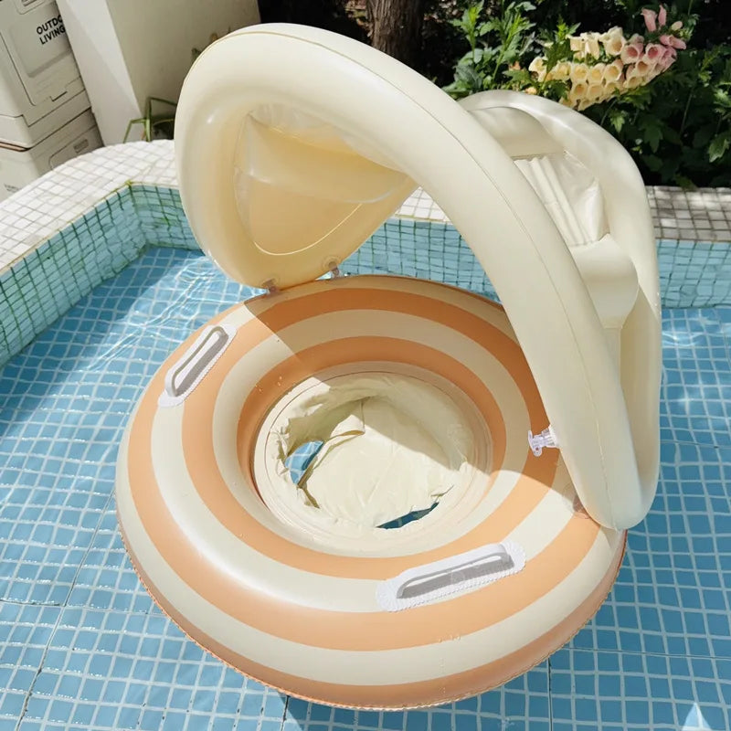 Baby Pool Float Ring with Sunshade Inflatable Swimming Float for 3–36 Months