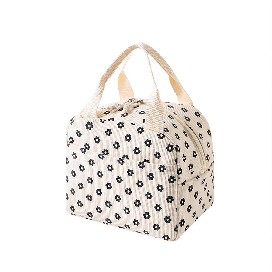 Floral Insulated Lunch Bag Waterproof Portable Office Cooler Bag