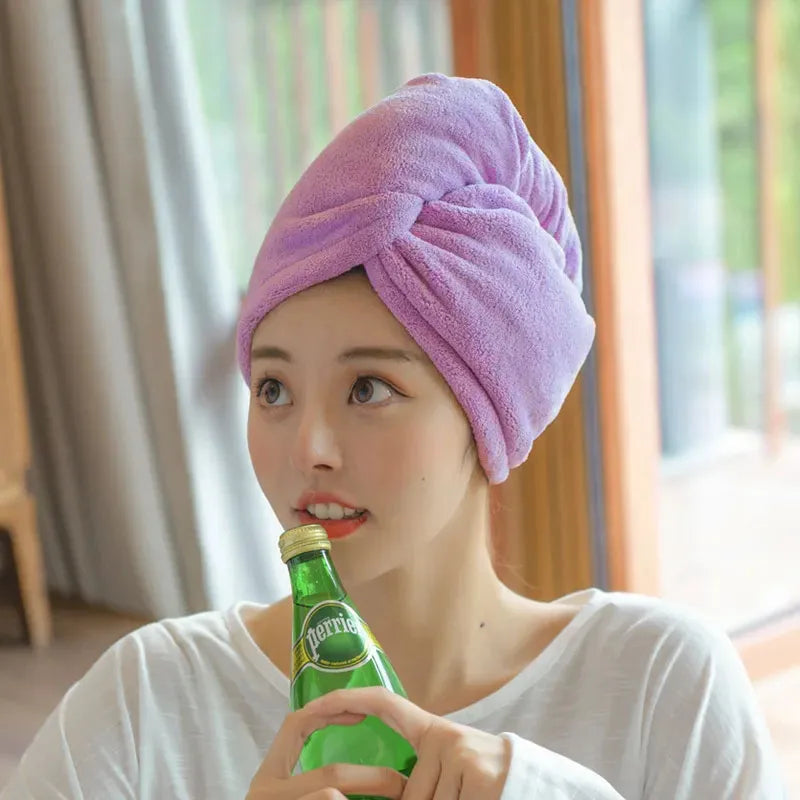 Women Microfiber Hair Towel Turban Quick Dry Bath Cap Shower Hair Wrap Soft Drying Hat