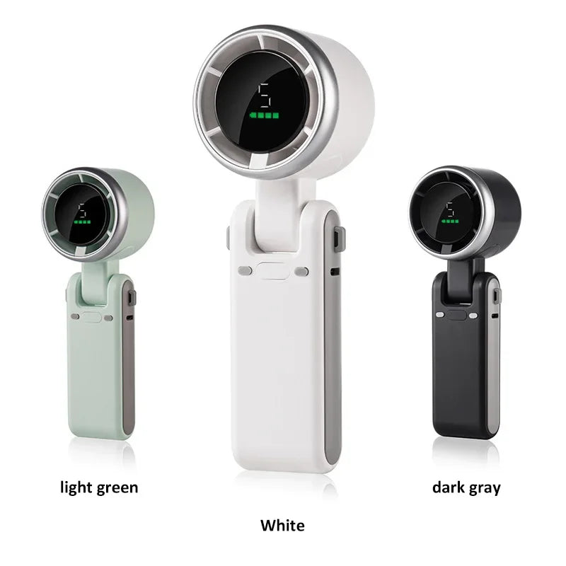 Rechargeable Foldable Mini Fan – Portable Handheld and Desk Fan with Digital Display
