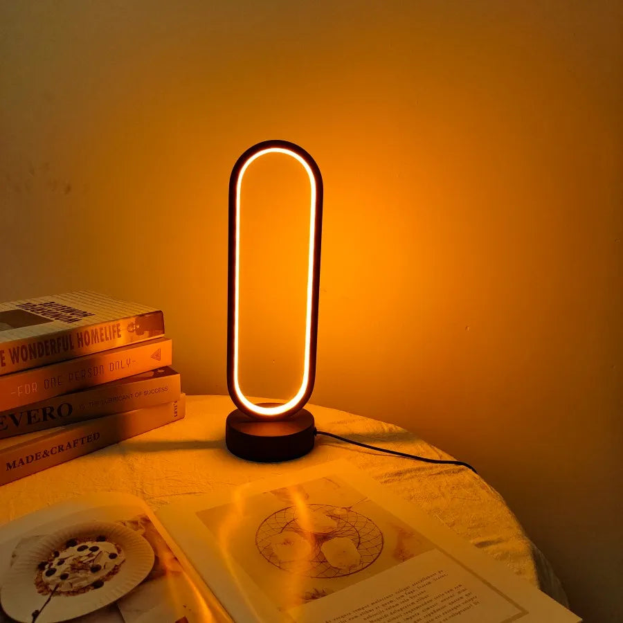 LED Ring Table Lamp 3 Color Dimmable Bedside Night Light for Bedroom Living Room