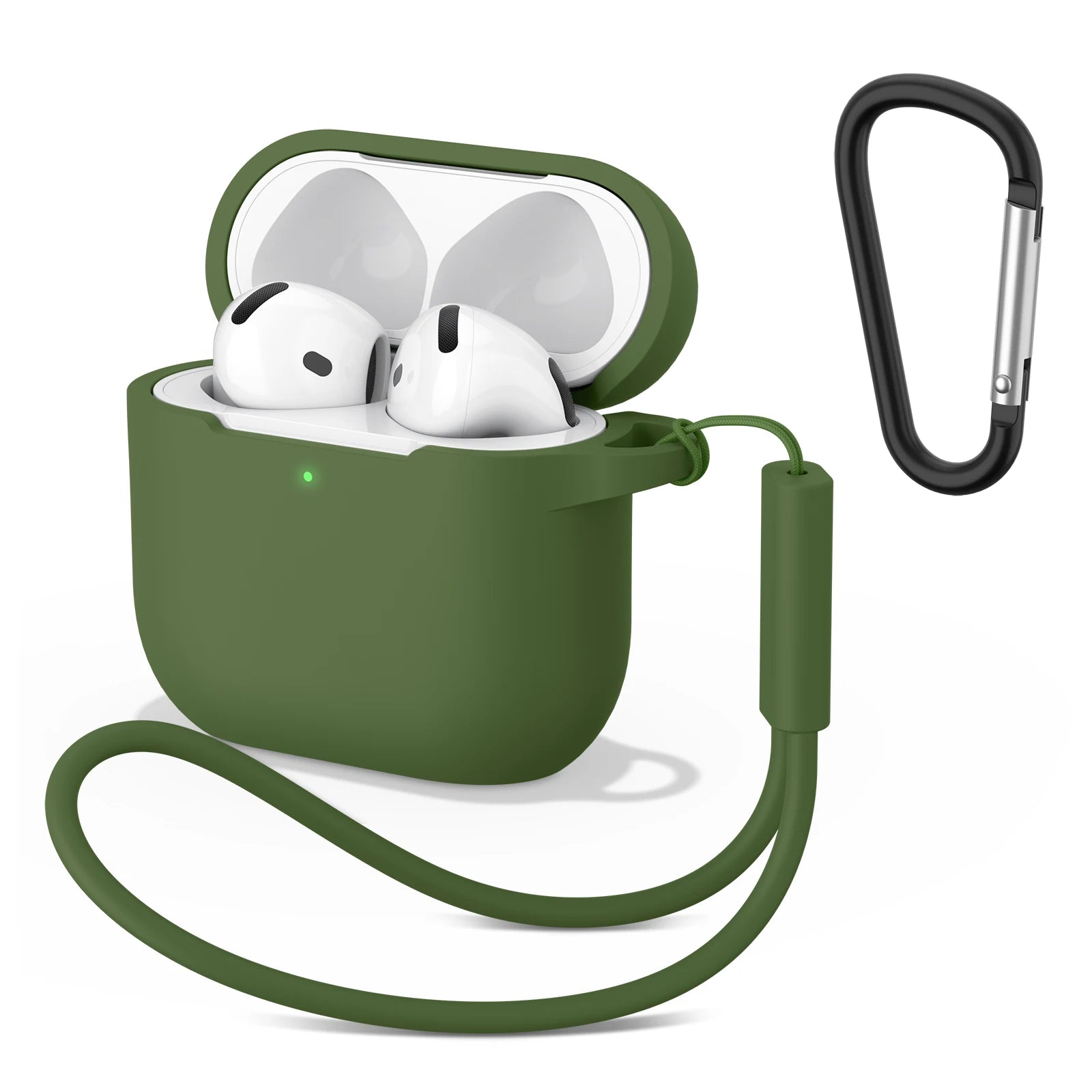 AirPods 4 Silicone Case with Strap & Carabiner Shockproof Protective Cover