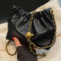 Women Chain Shoulder Bag Pleated Hobo Crossbody Tote Stylish Casual Purse