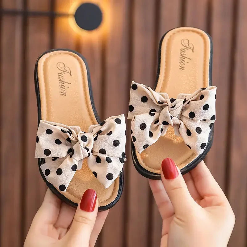 Kids Girls Bow Slide Sandals Non Slip Summer Beach Slippers