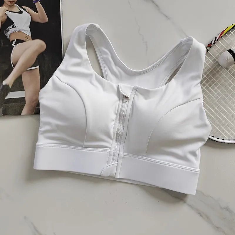 Women’s Front Zip High Impact Sports Bra Quick Dry Running Yoga Top