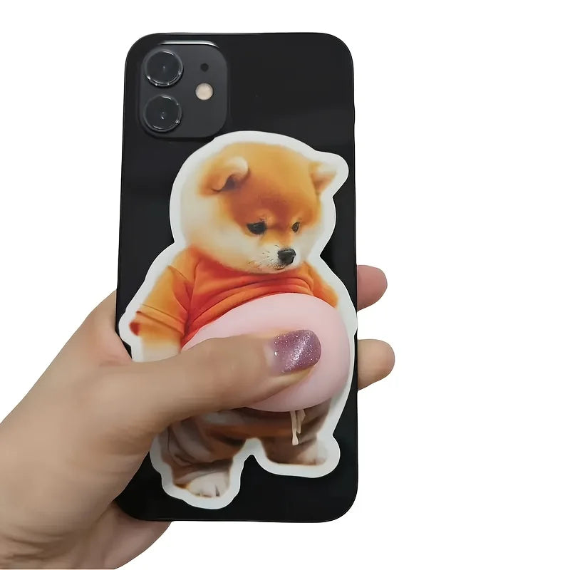 3D Cute Shiba Inu Silicone Self Adhesive Stickers Orange Design