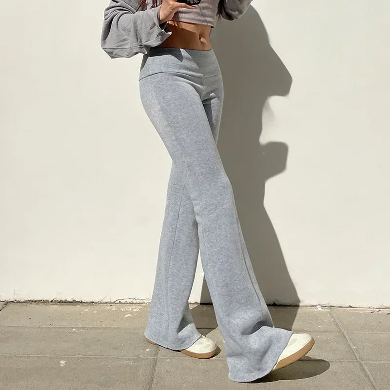 Women Low Waist Flare Pants Y2K Bootcut Streetwear