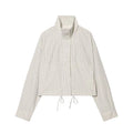 Women Plaid Jacket Stand Collar Long Sleeve Loose Coat Spring Fashion Outerwear Chic
