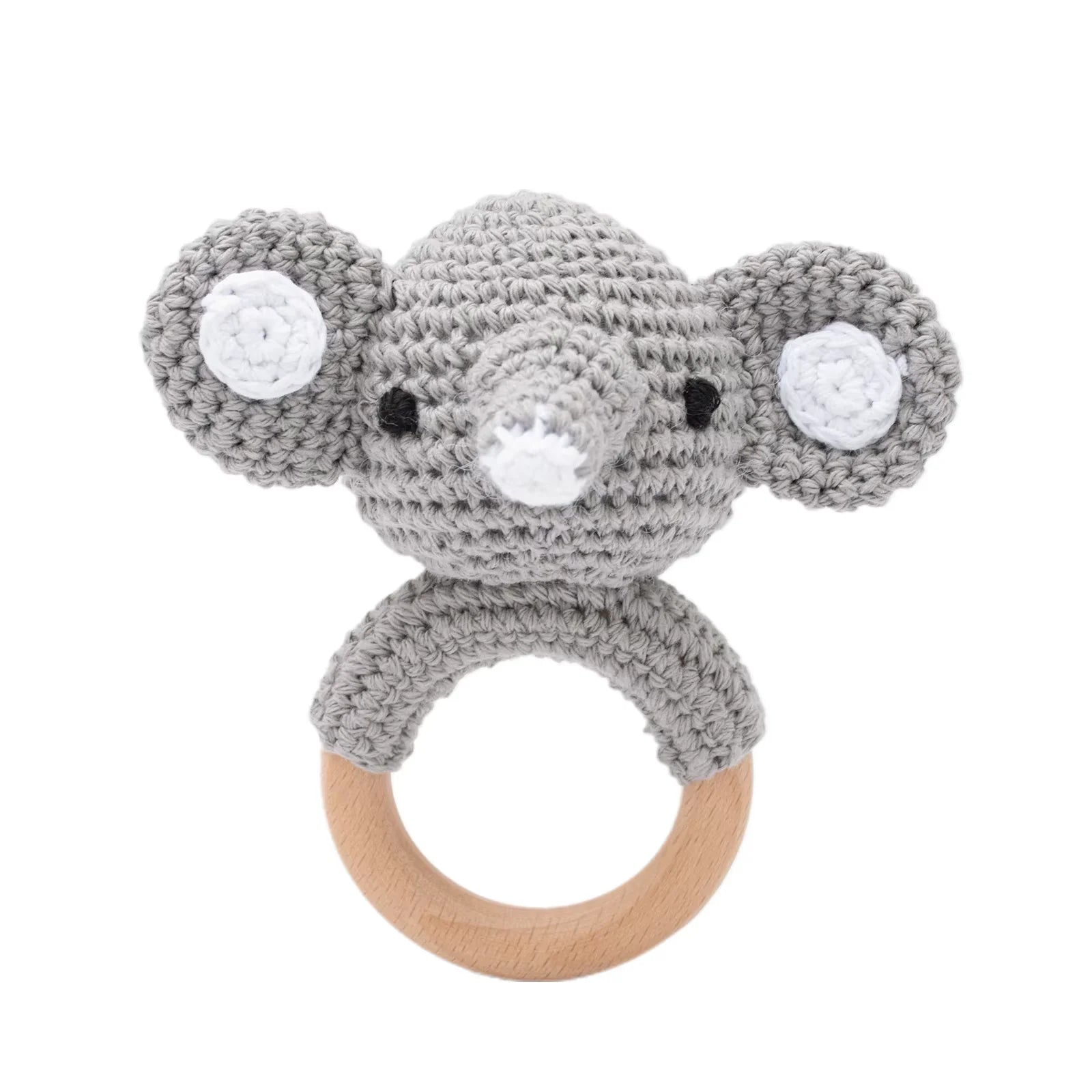 Baby Crochet Rattle Wooden Teether Toy BPA Free