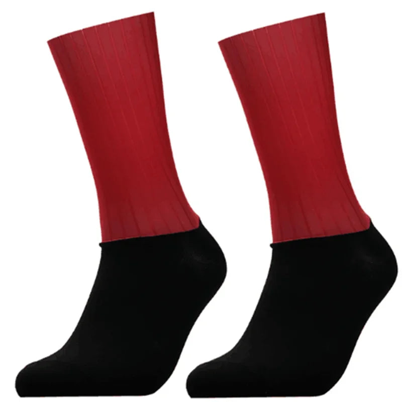 Anti Slip Silicone Aero Cycling Socks Men Breathable Running Bike Sports Socks