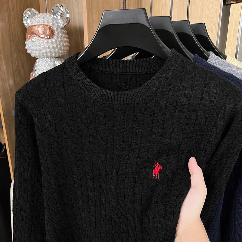 Women Embroidered Knit Sweater Long Sleeve Solid Color Spring Autumn Pullover Top