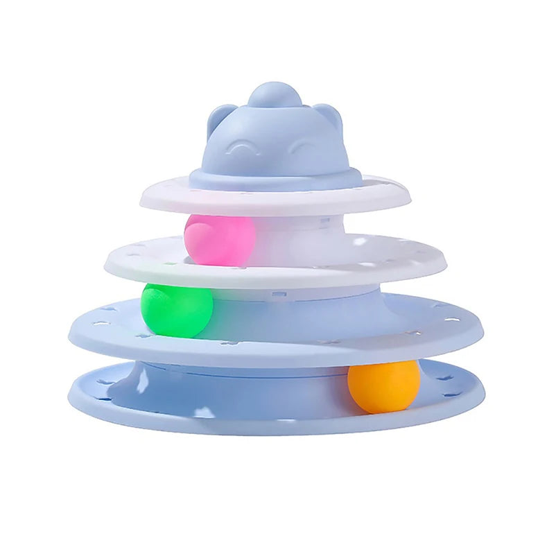 3 Layer Cat Ball Track Toy Interactive Turntable Tower
