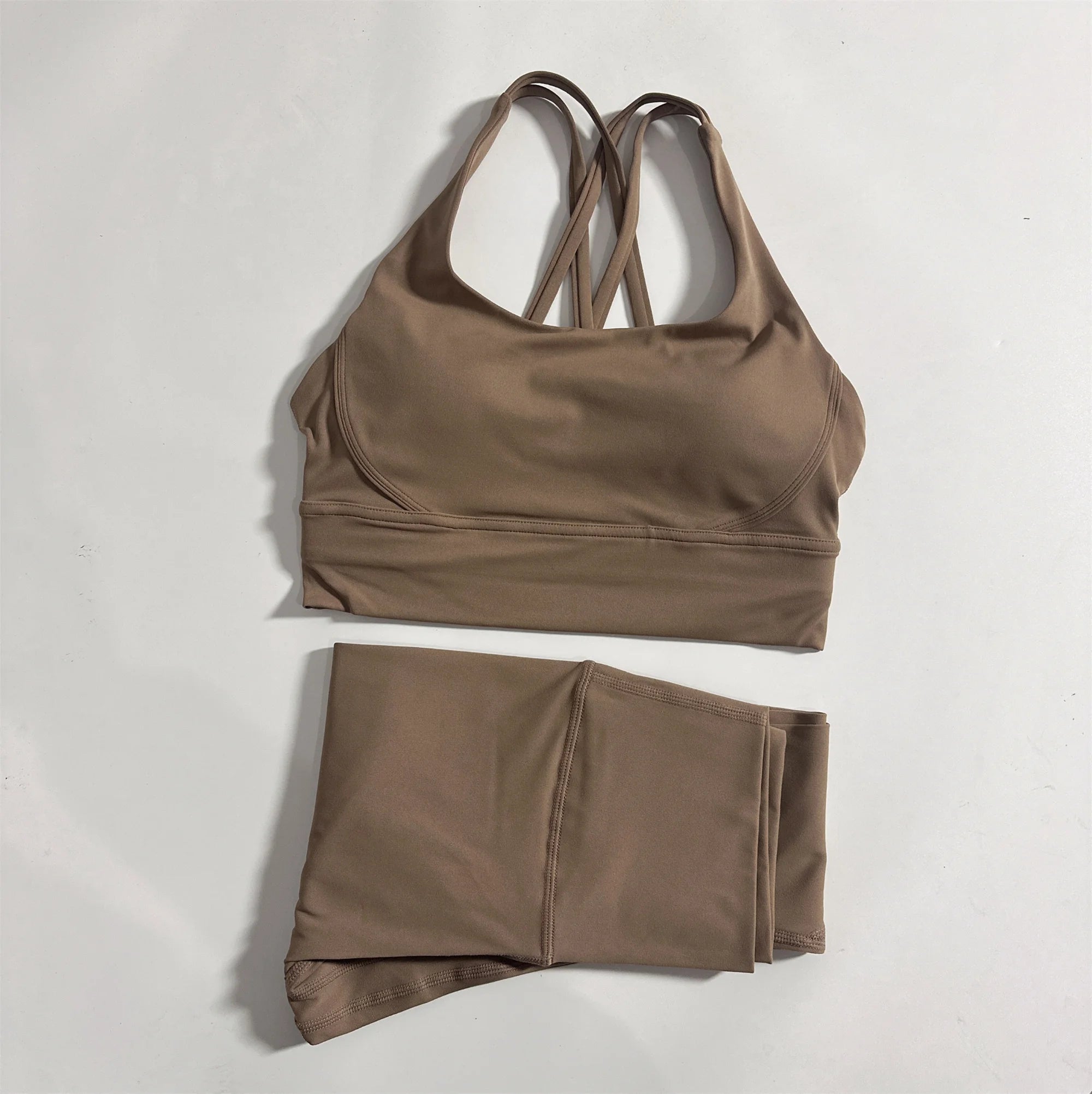 Solid Color Gym Fitness Set Sports Bra High Waist Leggings Compression Yoga Outfit