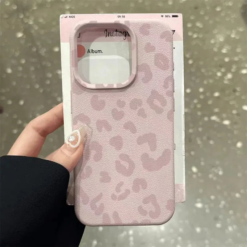 Pink Leopard Lichee Pattern Silicone iPhone Case