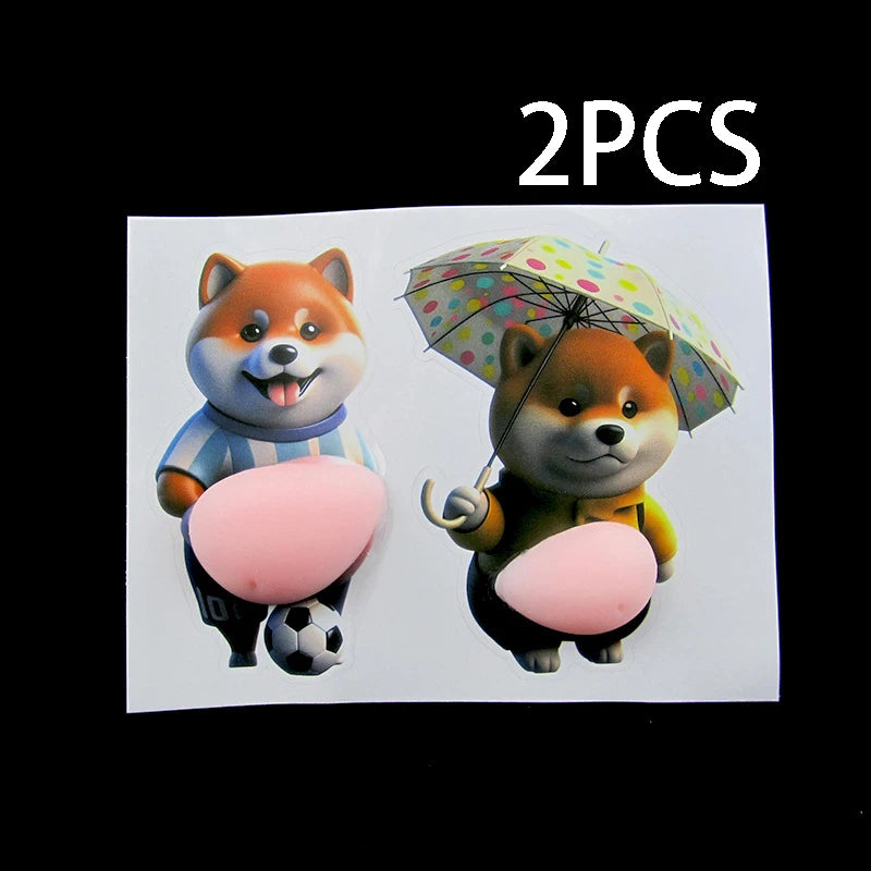 3D Cute Shiba Inu Silicone Self Adhesive Stickers Orange Design