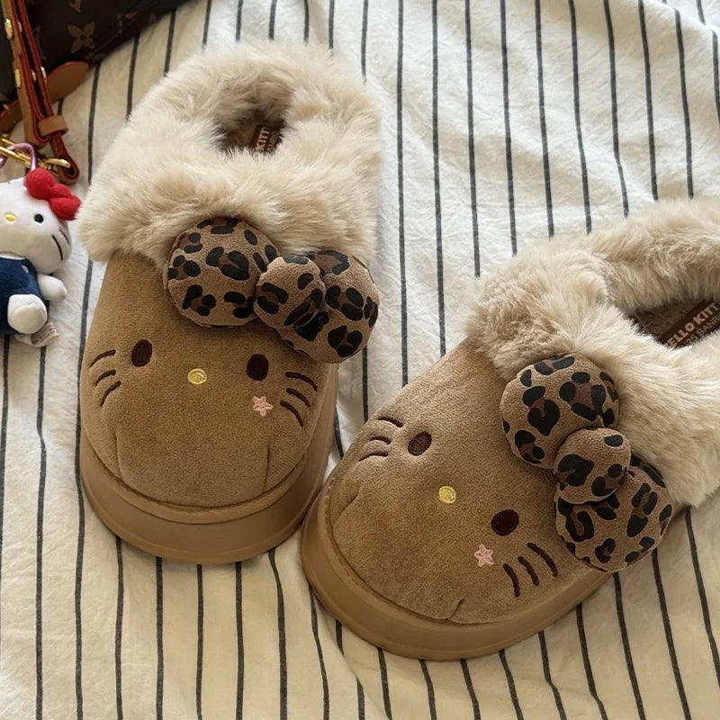 Women’s Cute Cat Cartoon Winter Slippers Warm Cotton Indoor Shoes