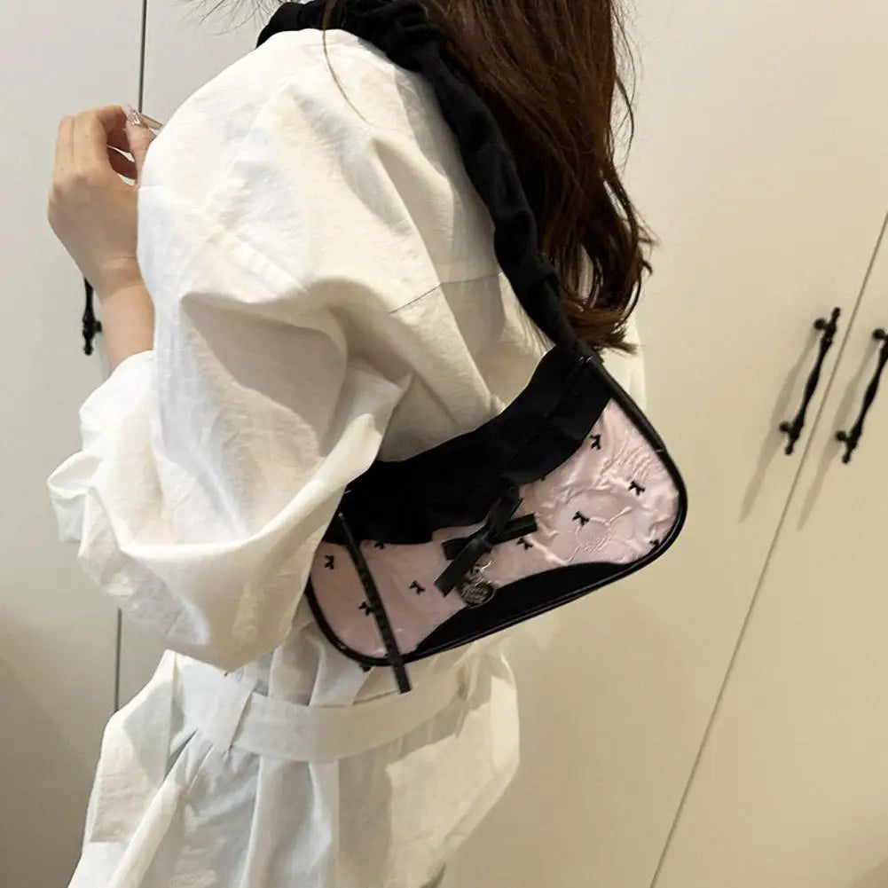 Women Mini Grid Crossbody Bag Adjustable Shoulder Underarm Handbag