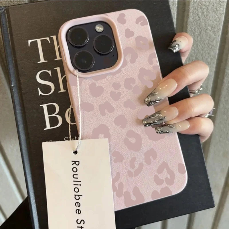 Pink Leopard Lichee Pattern Silicone iPhone Case