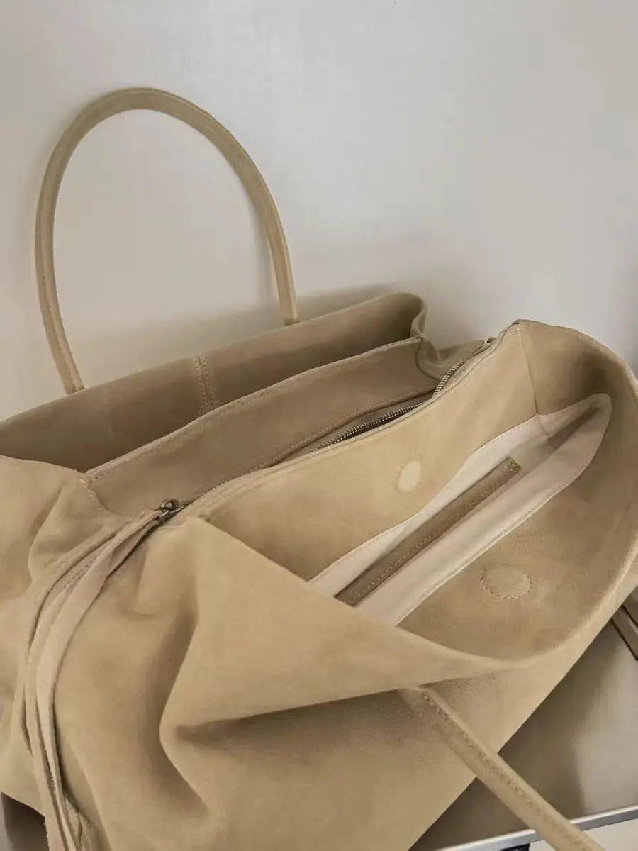 Cow Leather Multi Layer Tote Bag for Women Large Capacity Handbag