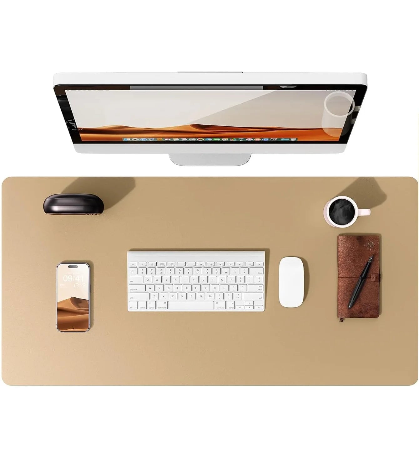 Large PU Leather Desk Mat Mouse Pad Non Slip Office Laptop Desk Protector